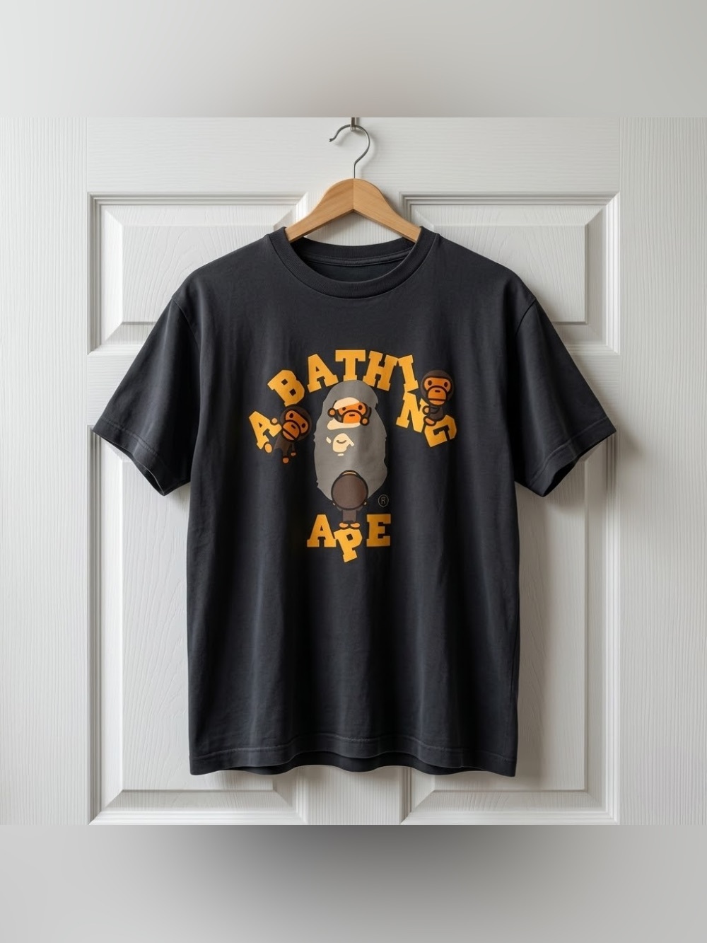 BAPE A Bathing Ape Baby Milo Head Black Streetwear Graphic T-Shirt